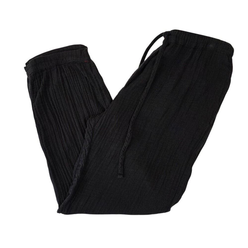 Xirena Women's XS Gauze Pants Black Cotton Elastic Drawstring Cropped Jogger